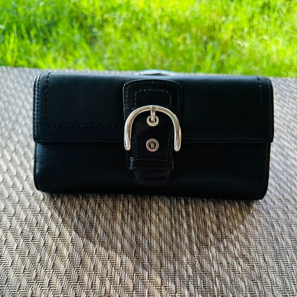 Vintage Coach Black Leather Soho Buckle Large Wallet - Picture 3 of 16